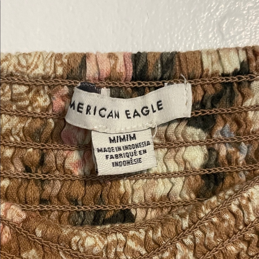 American Eagle Outfitters Floral Tiered Ruffle Mini Skirt in Tan and Cream - Picture 6 of 9